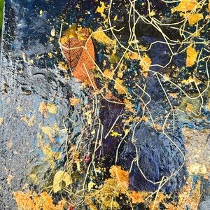 Abstract Blue and Gold Canvas Art